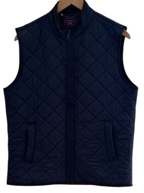 Untuckit Quilted Navy Men's Fleece Lined Jacket Vest Medium Layering Classic